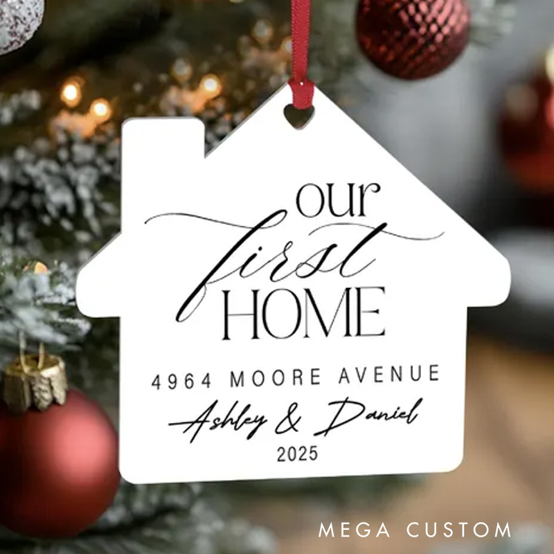 Personalized Our First Home Acrylic Ornament New Home Ornament Custom House Ornament Christmas Ornament for Family Home Keepsake Housewarming Gifts