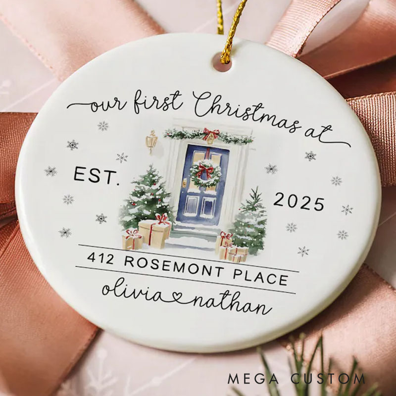 Personalized New House Ornament First Christmas Home Ornament Custom New Home Christmas Ornament Our First House Christmas Keepsake