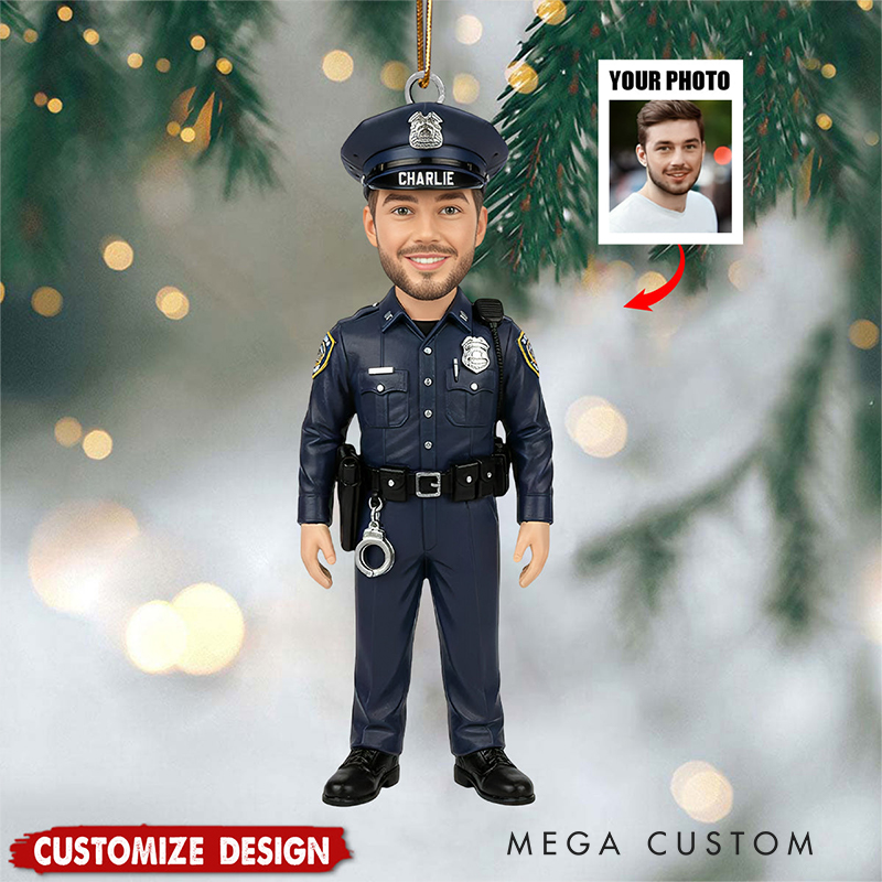 Personalized Proud To Be Police Officer Personalized Police Ornament Custom Face Christmas Gift For Policeman