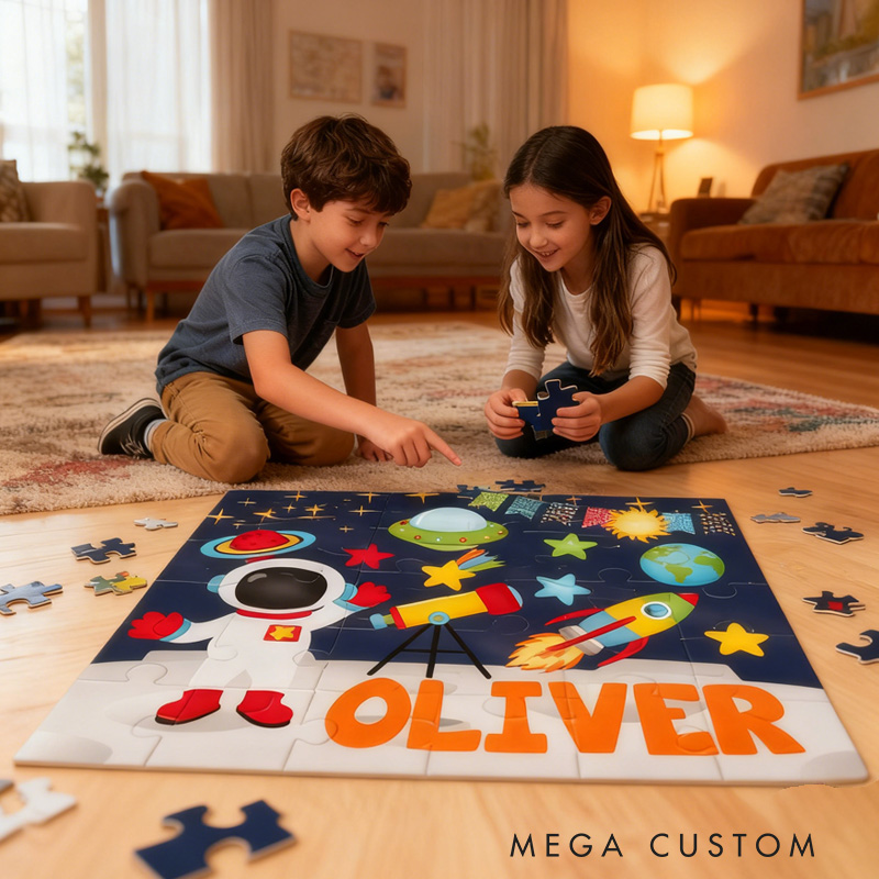Personalized kid Astronaut Jigsaw Puzzle Outer Space Puzzle Space Theme Party Gifts for Kids 
