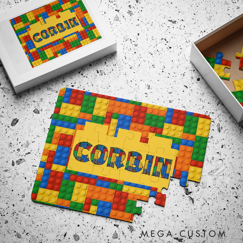 Personalized Building Block Puzzle Custom Name Gift for Kids Building Block Enthusiasts Gift