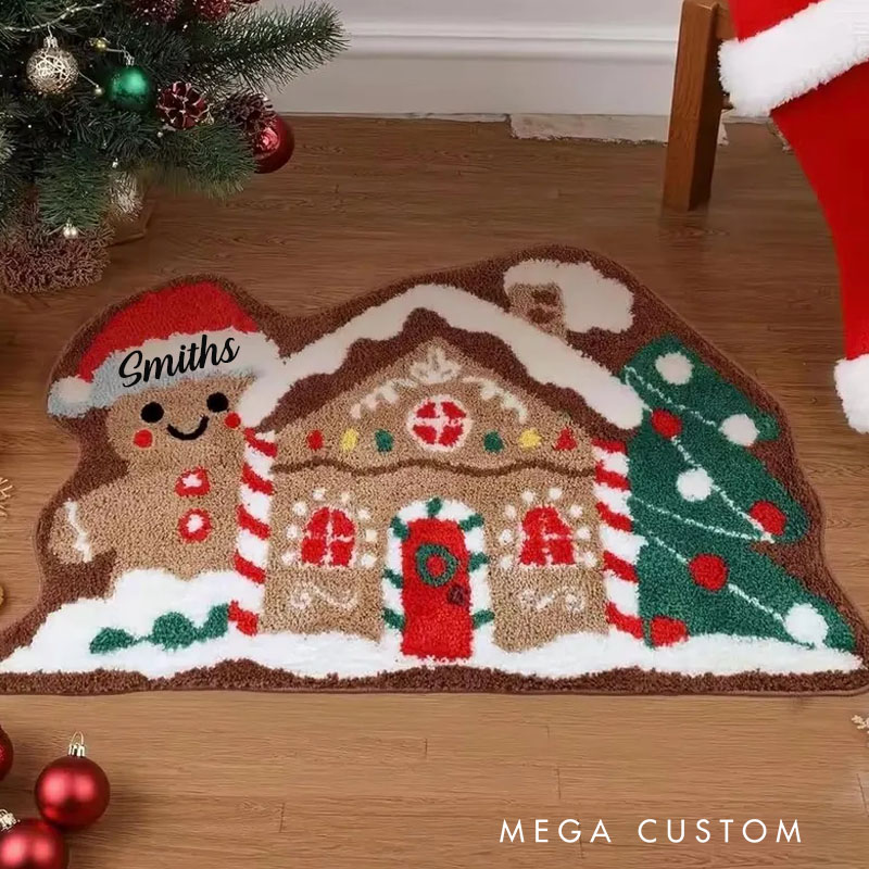 Personalized Gingerbread House Doormat Christmas Welcoming Funny Rug Festive Homely Entryway Decor Holiday Gifts