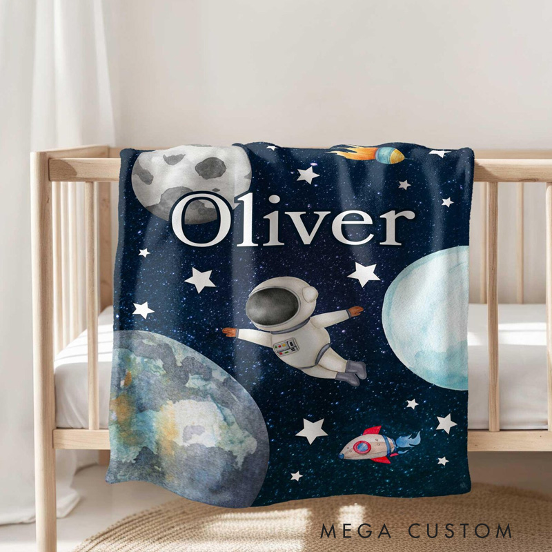 Personalized Space kid Blanket Custom Name Space Enthusiast Blanket gift for kid Astronomy Lovers