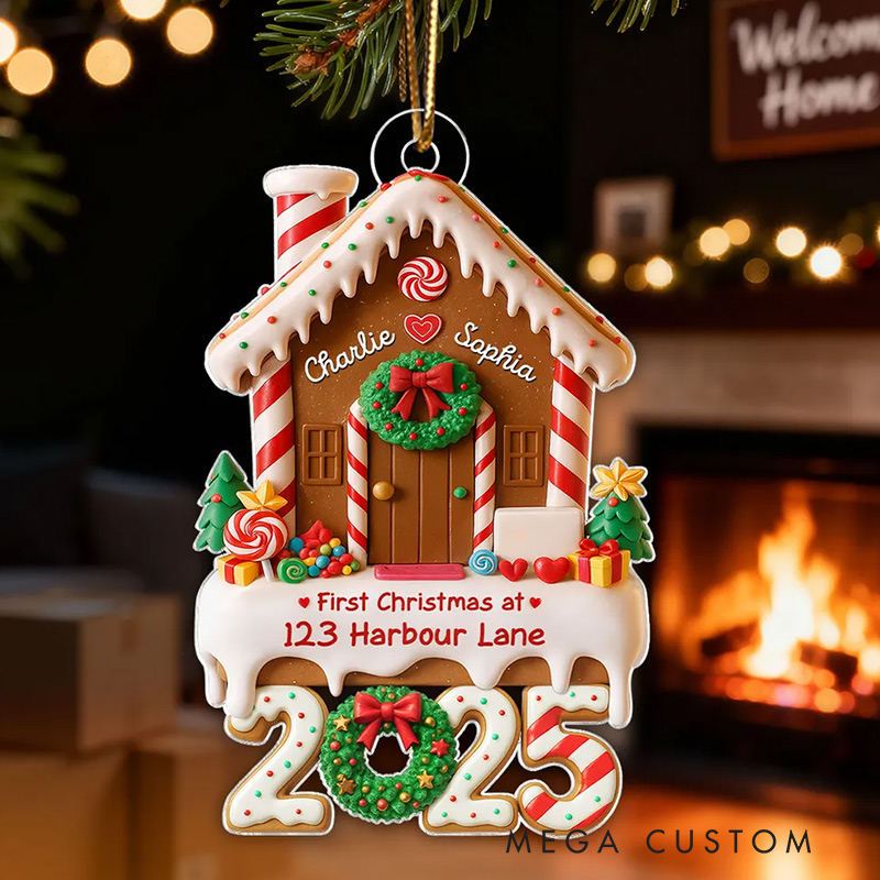 Personalized First Christmas At Our Home Ornament Custom Acrylic Ornament Housewarming Christmas Gift for Couple Family