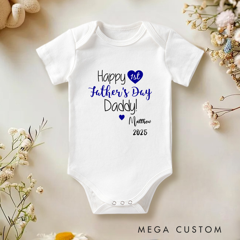 Personalized Happy First Father’s Day Daddy Cute and Heartfelt Family Celebration Baby Onesie