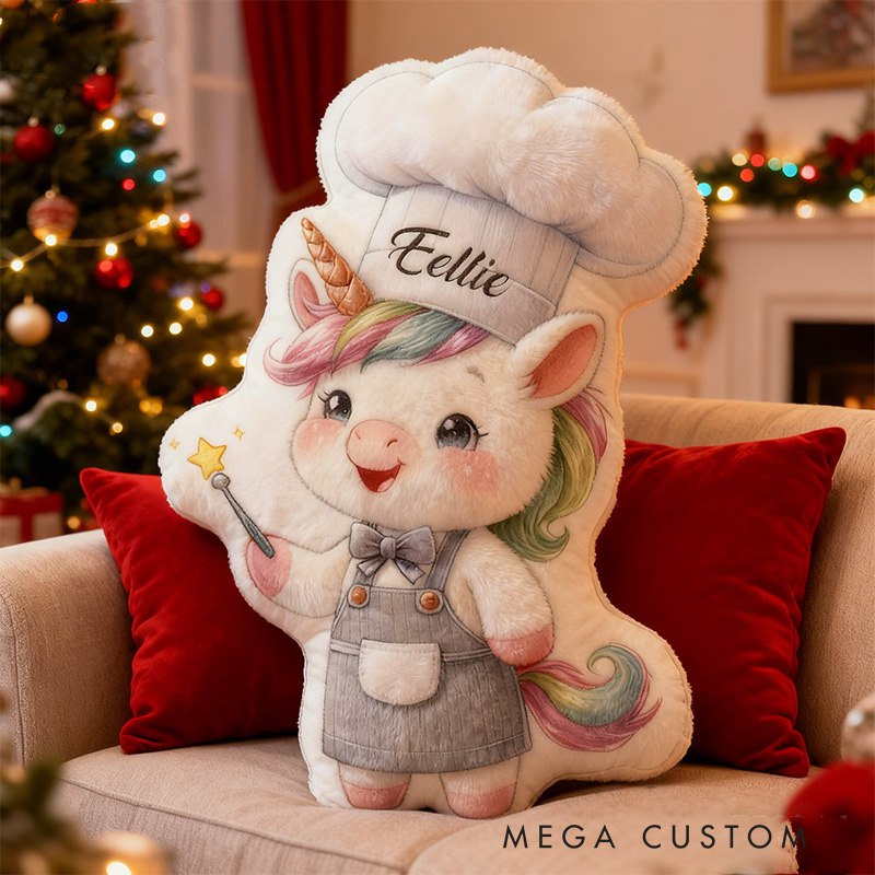 Personalized Baking Dinosaur Alphabet Throw Pillow Chef Horse Letter Pillow with Name for Kids Girl Boy Baker Christmas Gifts Loving Room Decor