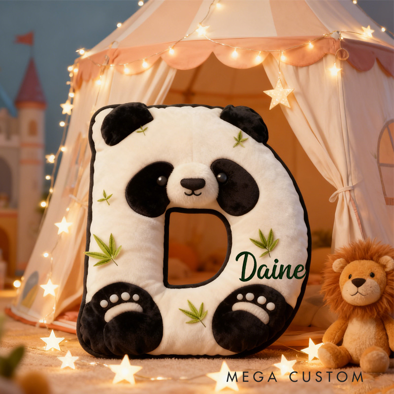 Personalized Panda Alphabet Throw Pillow Travel in Sichuan Panda Letter Pillow with Name for Kids Girl Boy Traveler Christmas Gifts Loving Room Decor