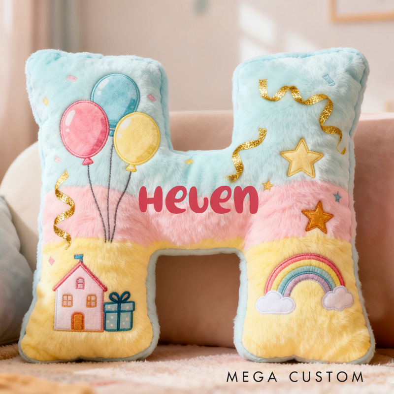 Personalized 26 Letter Pillow with Graphic 3D Print Whimsical Design Customizable Name Soft Plush Cushion for Kids Decor Fun Gift Idea Moving Gifts