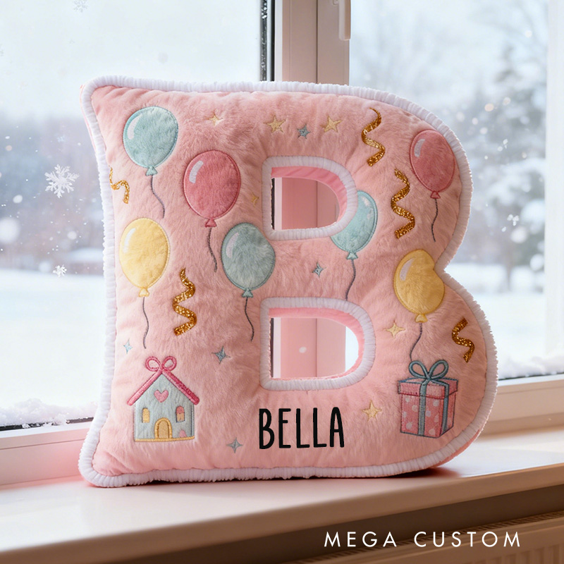 Personalized Pink Letter Pillow with Graphic 3D Print Cute Design Custom Name Soft Cushion for Kids Room Decor Moving Gifts Perfect Birthday Gift Idea