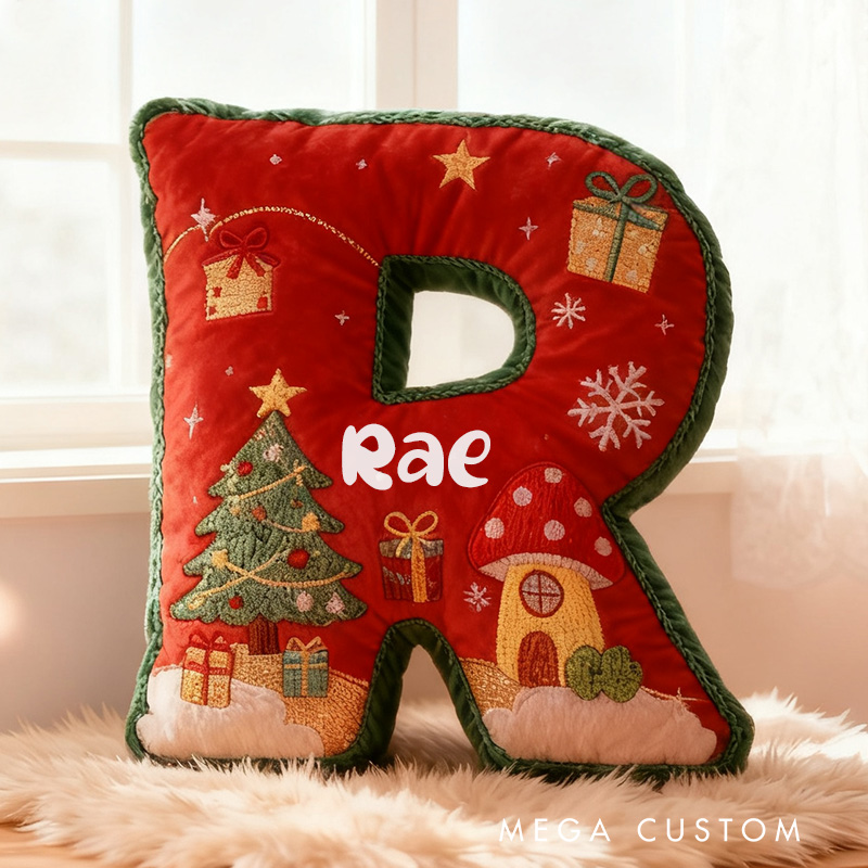 Personalized Christmas Letter Pillow Graphic 3D Print Festive Design Custom Name Soft Cushion for Holiday Decor Perfect Seasonal Gift Christmas Gifts