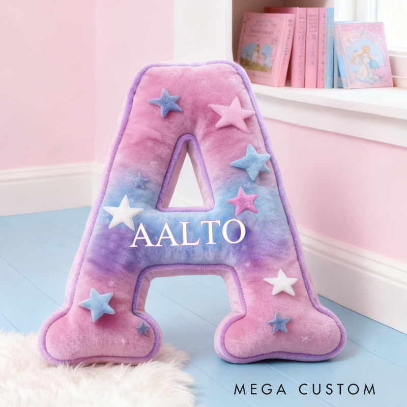 Personalized Star Cookie Alphabet Throw Pillow Dessert Letter Pillow with Name for Kids Girl Boy Baker Christmas Gifts Loving Room Decor