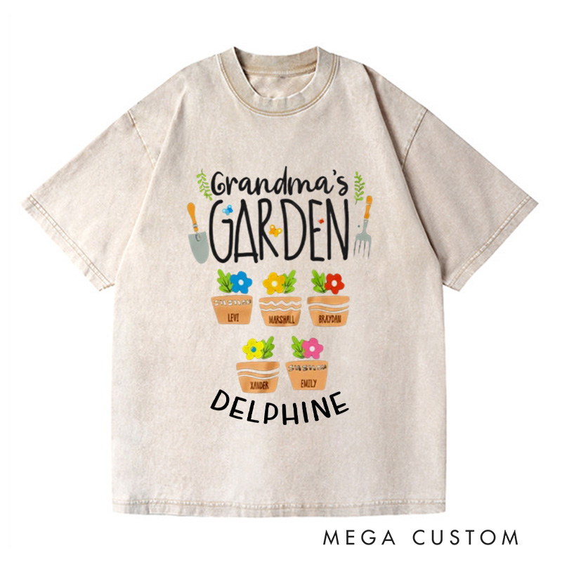 Personalized Grandma's Garden Washed T-Shirts Grandma Gift Nana Shirt Oma Shirt Grandma shirt Grandma Tee Gardening Gifts Mother's Day Gift