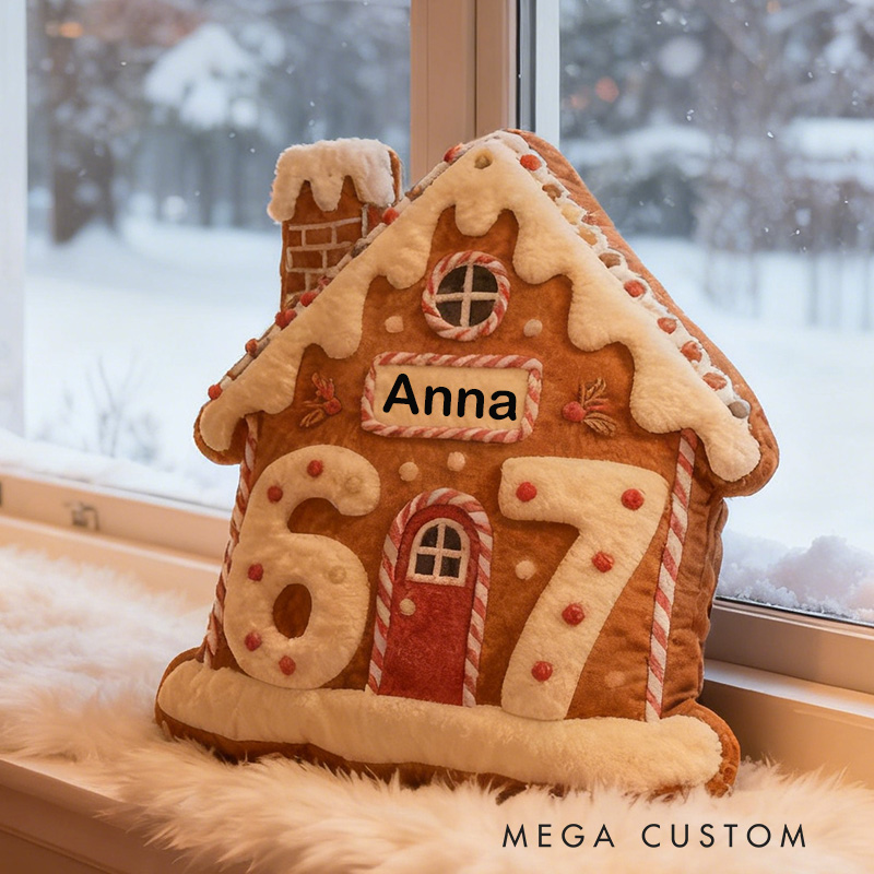 Personalized Gingerbread House Pillow Graphic 3D Print 67 House Gingerbread Customize Name 2025 Christmas Pillow