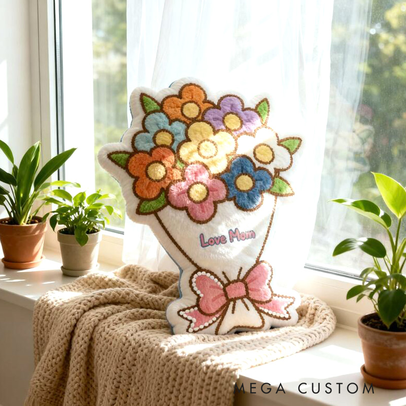Personalized Bouquet Pillows with Customizable Text Beautiful Gift for Mom