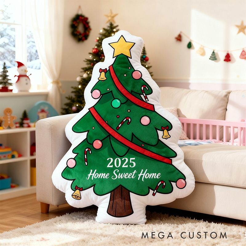 Personalized Christmas Tree-Shaped Pillow Custom Message Perfect Christmas Gift for Children Graphic 3D Print