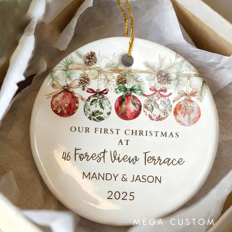 Personalized Our First Christmas in Our New Home Ornament Our First Christmas at Ornament Christmas New Home Gift for New Homeowner Address