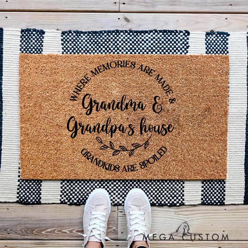 Personalized Where Memories Are Made Doormat Housewarming Gift Welcome Mat for New Home Indoor Outdoor Door Mat Family Home Decor Durable Rug