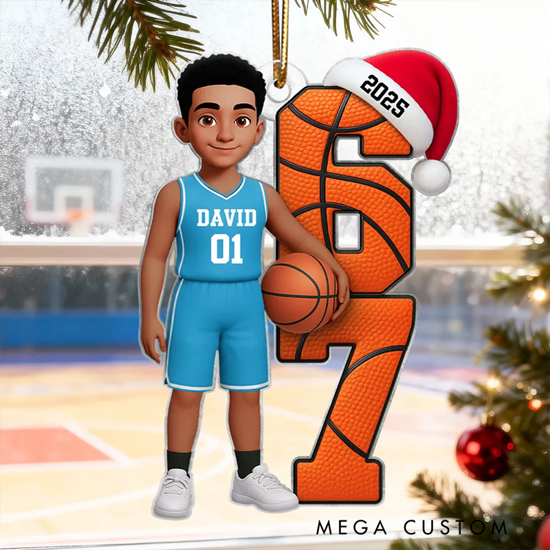 Personalized Basketball Christmas Ornament Highlight Your Name Number and Holiday Spirit