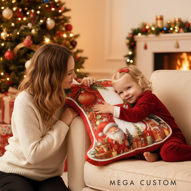 Personalized Christmas Initial Pillow Graphic 3D Print Custom Name Pillow Festive Holiday Pillow Housewarming Gift Family Gift 