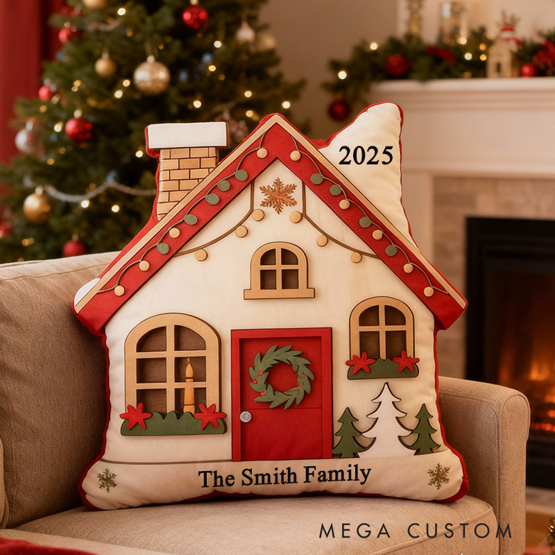 Personalized Christmas House Pillow with Festive Design Cozy Home Decor Featuring Graphic 3D Print Soft Cushion for Holiday Season Perfect Gift
