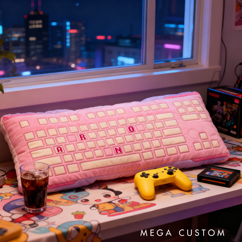 Personalized Novelty Keyboard Pillow for Gamers Custom Game Lovers Pillow Geek Nerd Gift