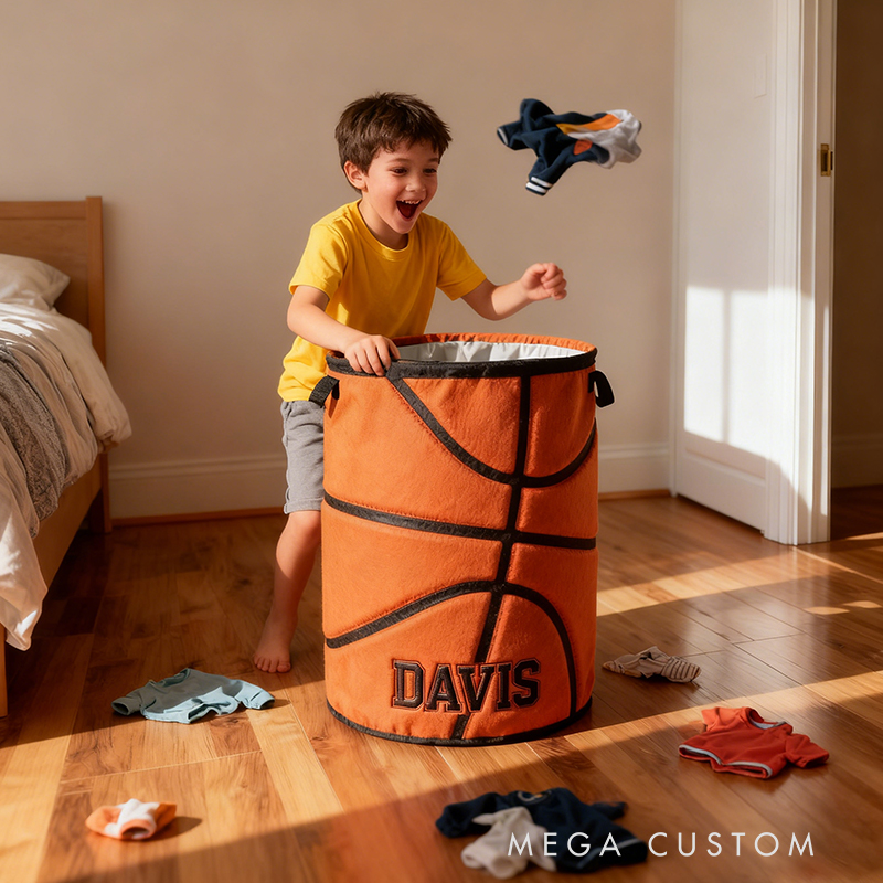 Personalized Basketball Storage Basket with Custom Name for Fans and Athletes