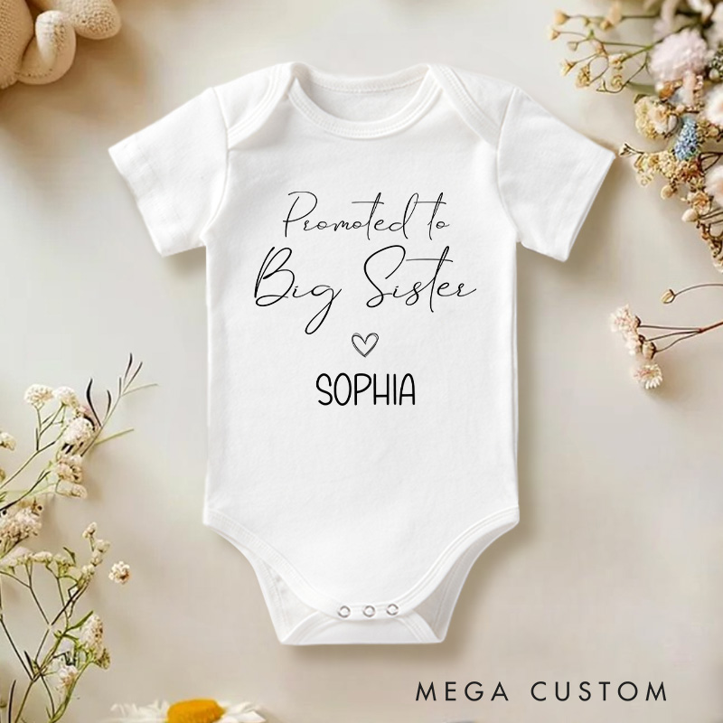 Personalizedr Name Promoted To Big Siste Baby Onesie Pregnancy Announcement Gift