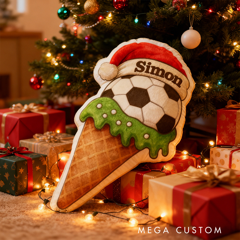 Personalized Soccer Christmas Pillow Celebrate Your Love for Soccer with Festive Holiday Charm