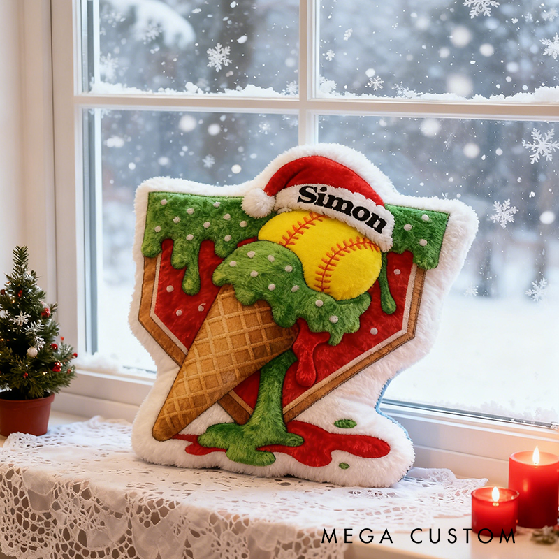 Personalized Softball Christmas Pillow Add a Festive Twist to Your Love for Softball