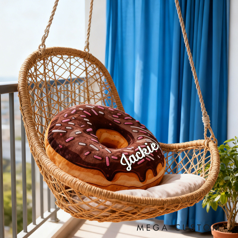Personalized Doughnut Throw Pillow with Name Dessert Pillow for Kids Girl Baker Christmas Gifts Loving Room Decor