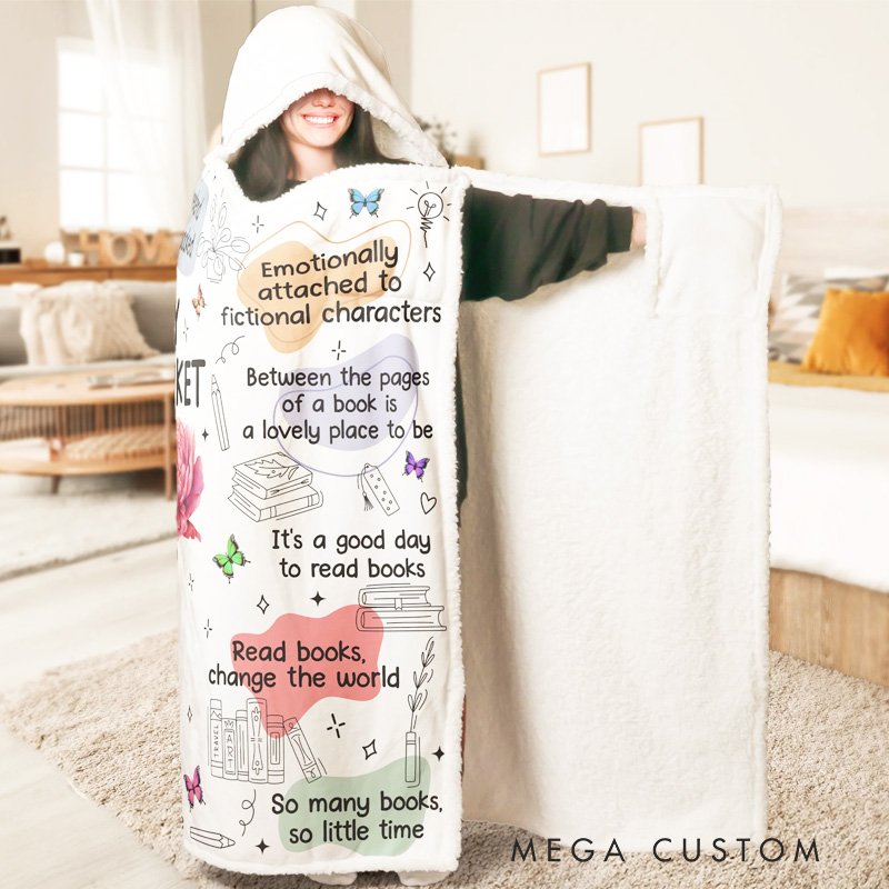 Personalized Flower Book Lovers, Books Quotes - Personalized Wearable Blanket Hoodie Birthday Gift for Book Lovers