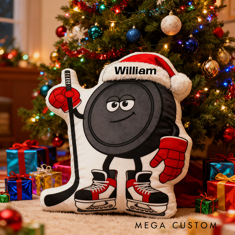 Personalized Ice Hockey Christmas Pillow Bring Holiday Cheer to the Ice with This Festive Design