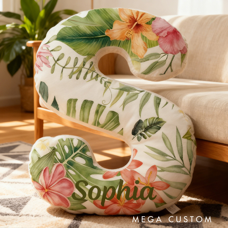 Personalized Floral Initial Pillow Custom Nature Lovers Pillow Gifts for Outdoor Nature Adventure Lover