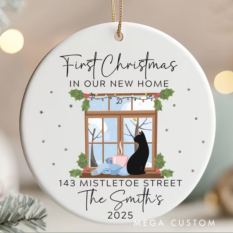 Personalized New House Christmas Ornament Cat On House Window Sil Design Ornament Our First House Christmas Ornament Our New Home Ornament