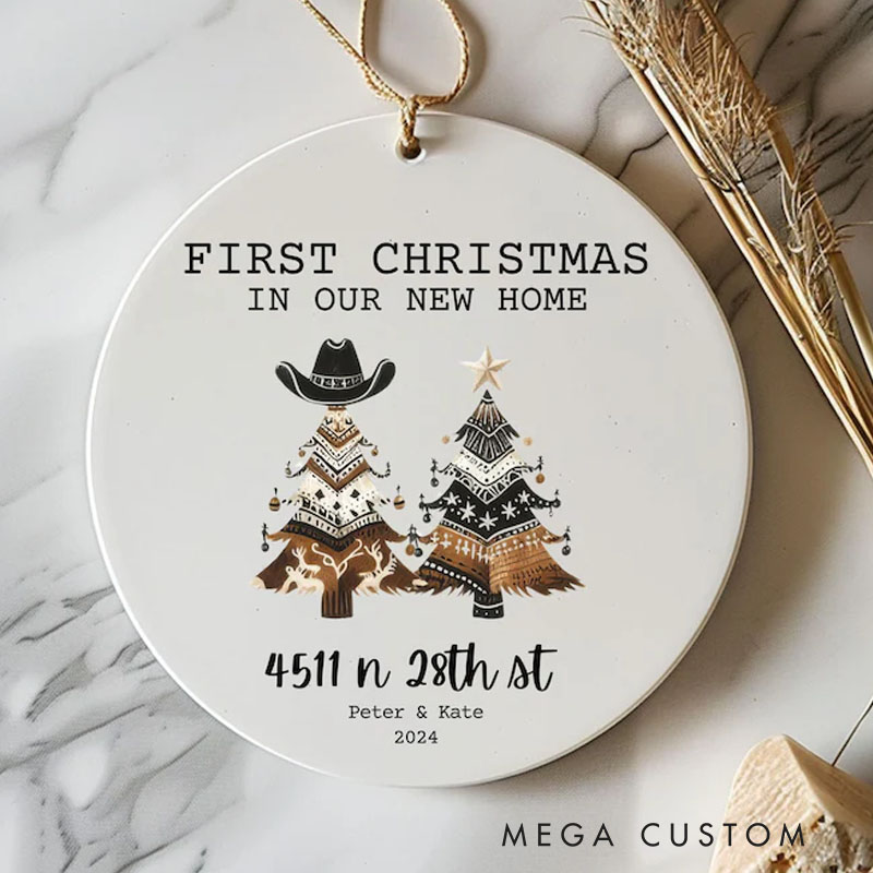 Personalized New Home Christmas Ornament Cowboy Hat Tree First Home Keepsake