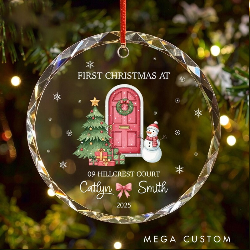 Personalized First Christmas at New Home Christmas Ornament Custom Address & Names Glass Keepsake New Home Gift 2025 Housewarming Gift Homeowner Gift