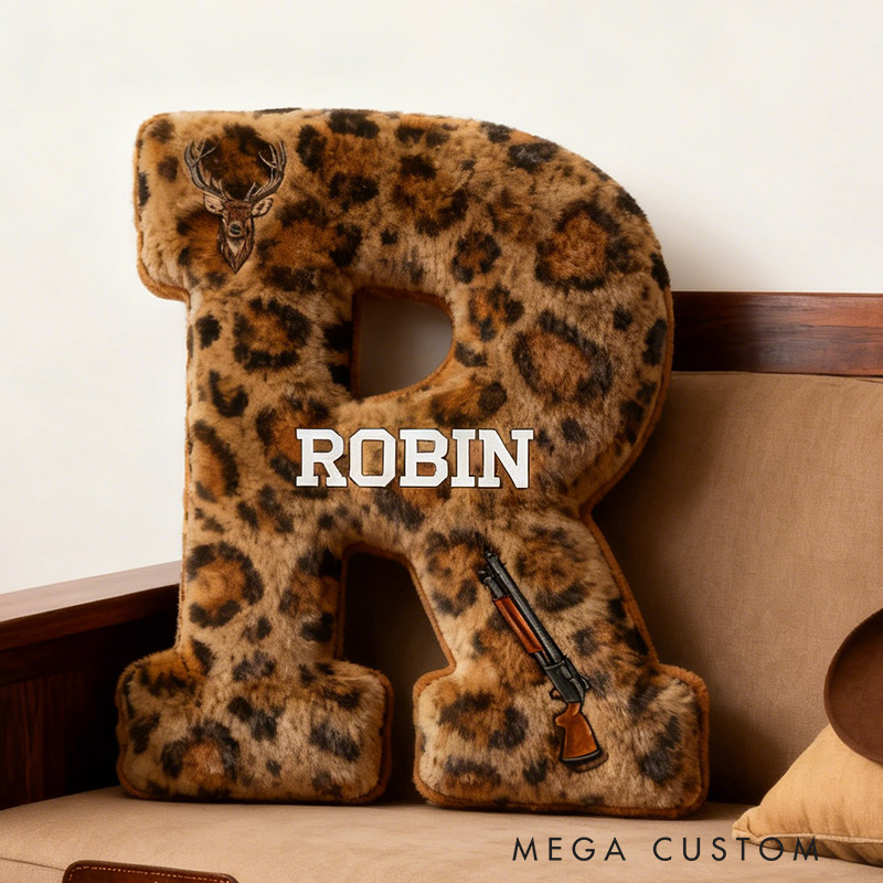 Personalized Custom Hunting Initial Pillow Camo Hunting Letters Pillow Outdoor Hunting Enthusiasts Gift