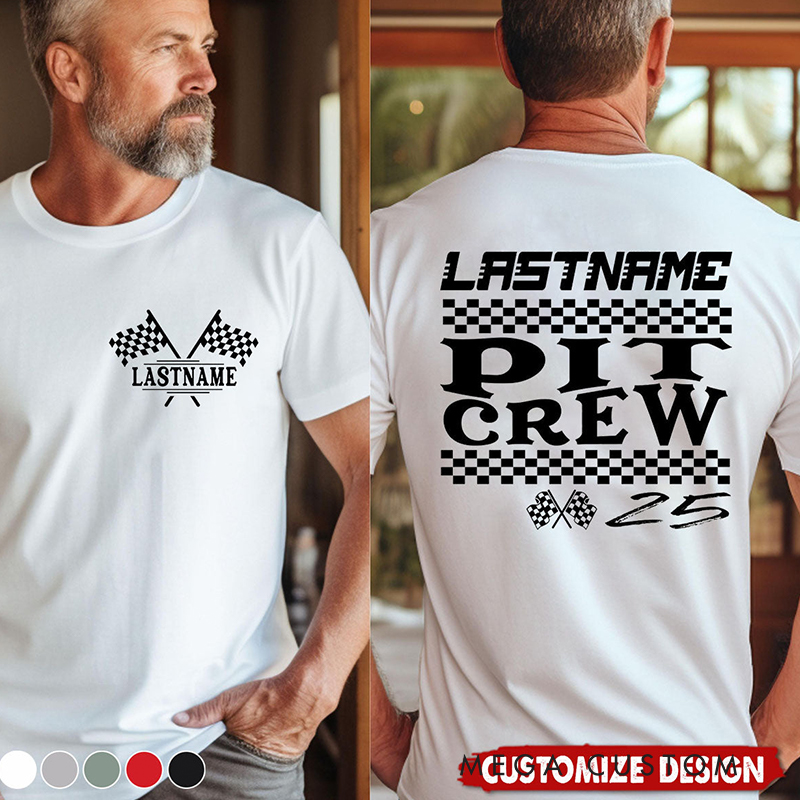 Personalized Racing Pit Crew Shirt Custom Name Team Tee Gift for Racers and Racing Lovers
