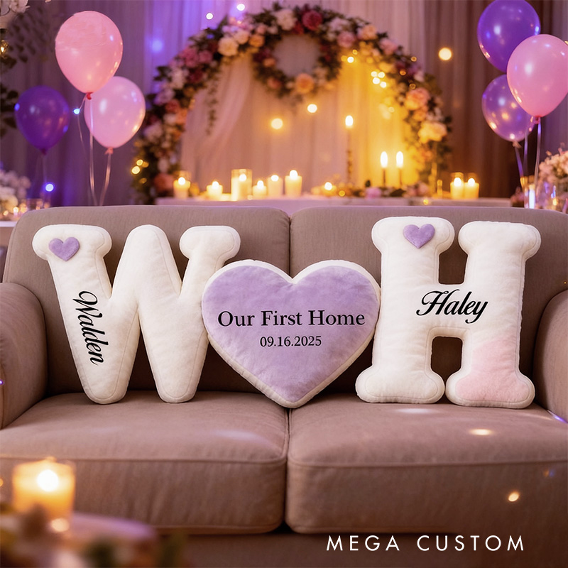Personalized Letter Pillow Custom Initials And Heart Design Soft Home Decor Perfect For New Home Gift Couple Gifts Newlyweds Gifts Graphic 3D Print 