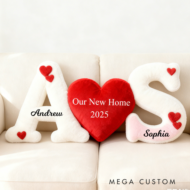 Personalized Letter Pillow with Custom Name Perfect for New Home Gift Wedding Anniversary Keepsake Graphic 3D Print Pillow 