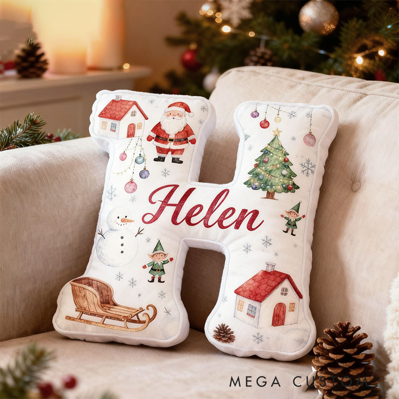 Personalized Christmas Letter Pillow with Name Cushion Festive Holiday Decor Soft Gift for Seasonal Christmas Gifts for Family