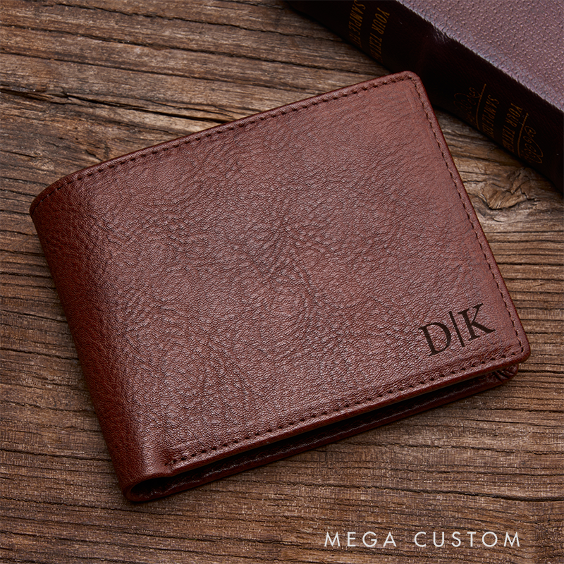 Personalized Leather Wallet for Men Gift for Him Men's Wallet Custom Wallet with Name Engraved Wallets with Name Minimalist Wallet Leather Gift for Husband Boyfriend Father