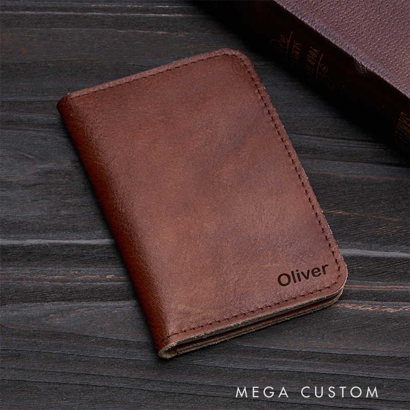 Personalized Leather Wallet with Name Men’s Wallet Custom Wallets for Him Engraved Wallets with Name Trifold Wallet Leather Gift For Him Gift for Husband Boyfriend Father