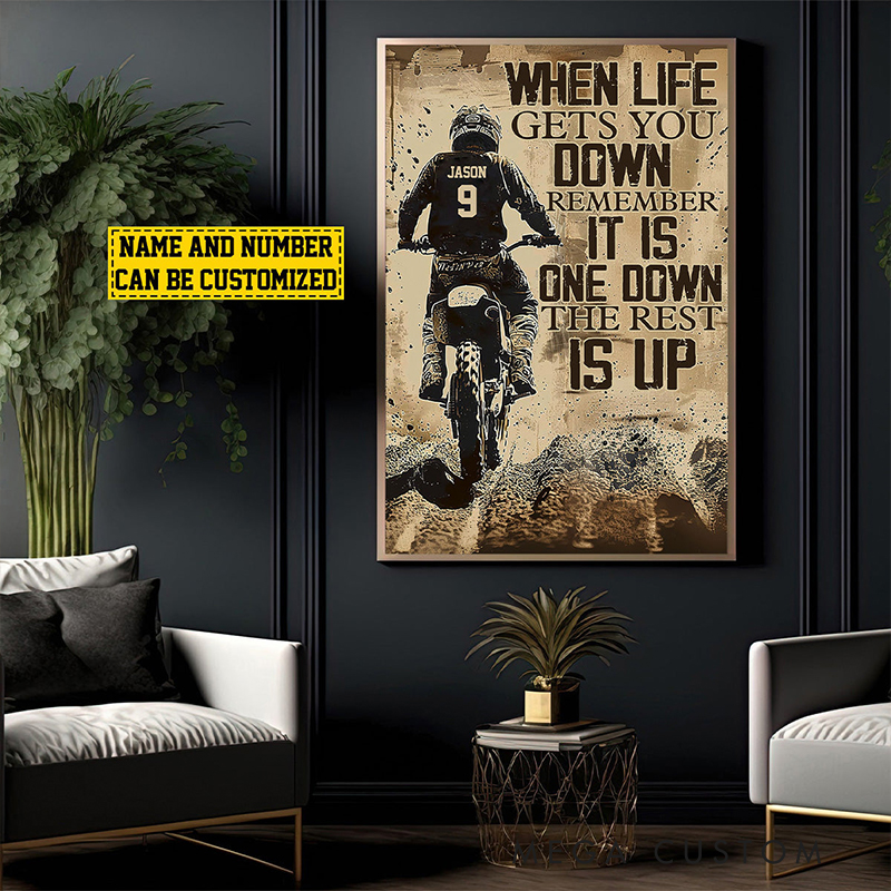 Personalized When Life Gets You Down Personalized Dirt Bike Poster Custom Name and Number Gift for Motocross Lovers