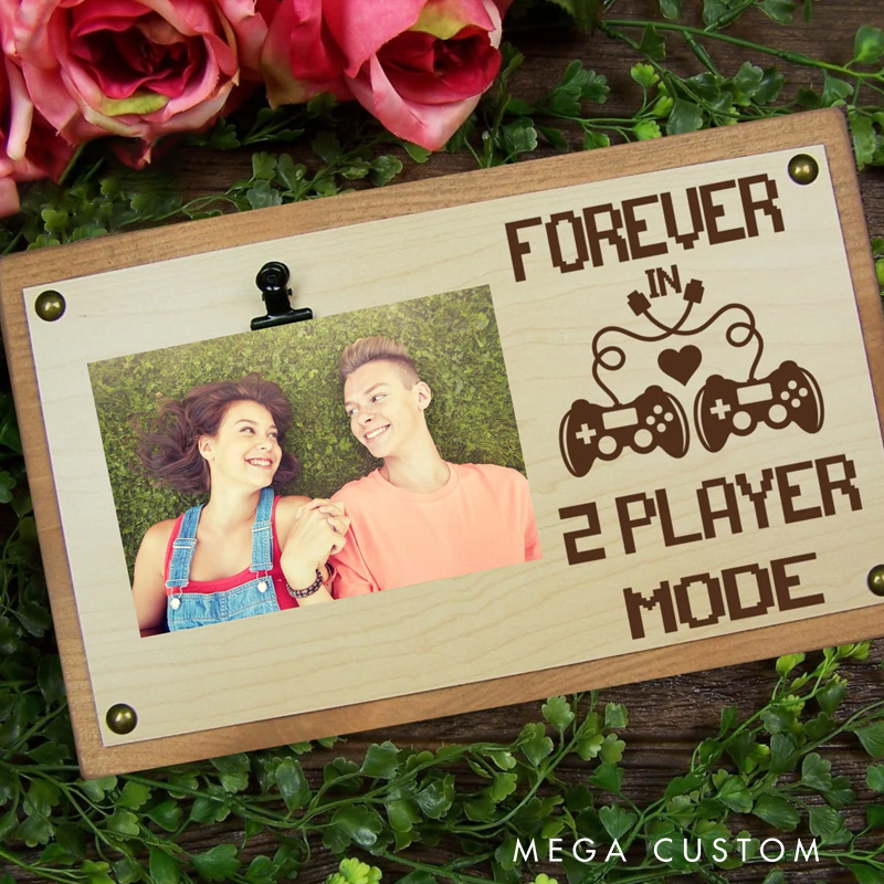 Personalized Gaming Anniversary Gift Forever in 2 Player Mode Picture Frame Custom Gamer Couple Gift Wedding Gift Geek Engagement Gift