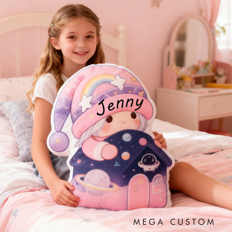 Personalized Space Themed Pillow with Name Kids Room Decor Perfect Gift For Children Or Special Occasions