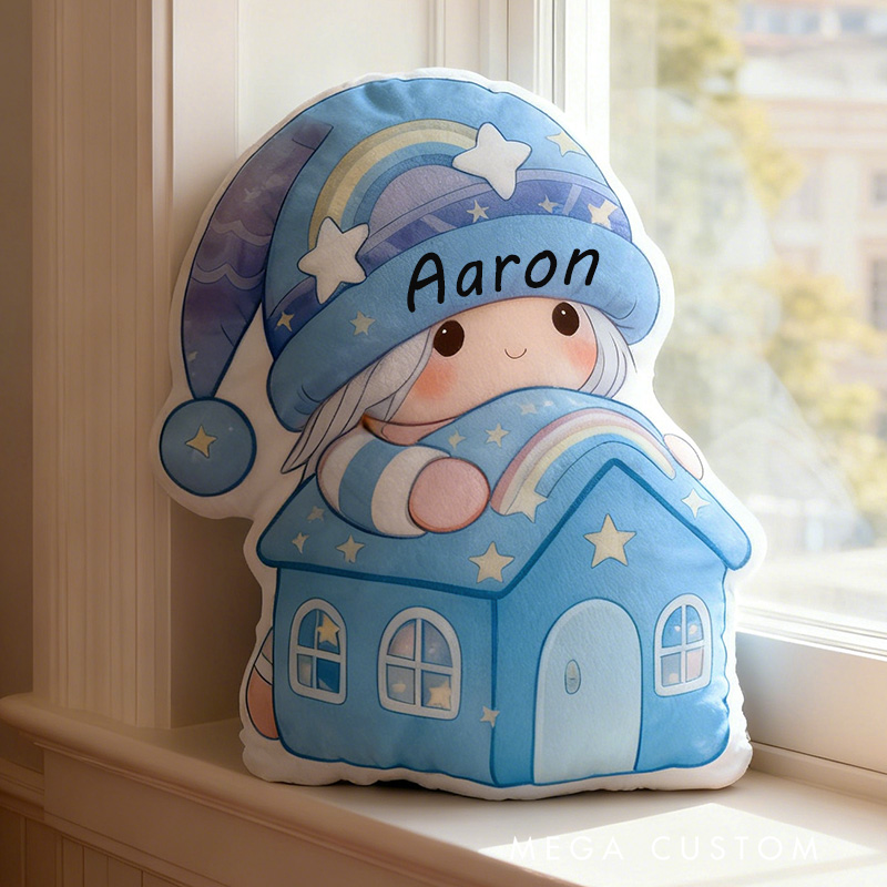 Personalized Blue House Pillow Custom Name Kids Room Decor Perfect Gift For Children Graphic 3D Print
