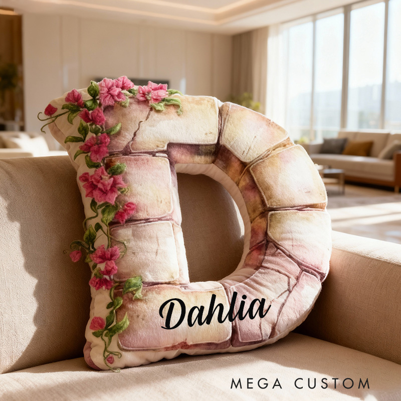 Personalized Floral Letter Pillow Custom Vintage Brick Wall Design Home Decor Perfect Gift For Women Weddings Or Special Occasions Graphic 3D Print