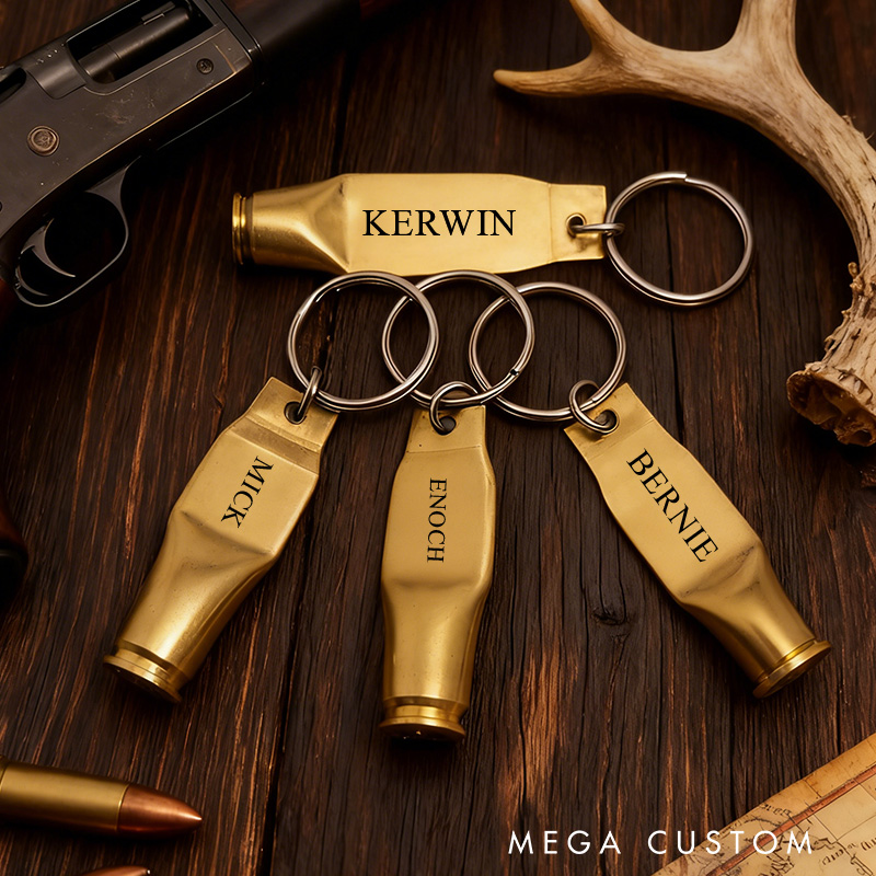 Personalized Bullet Casing Keychain Custom Hunting Keychain Guy Stamp of Approval Gift for Men Hunting Lover