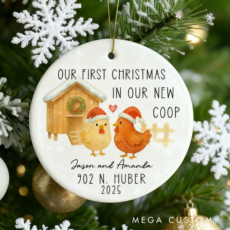 Personalized New Home Christmas Ornaments First Christmas in Our New Coop Chicken Ornament New House Ornament Our First Home Keepsake